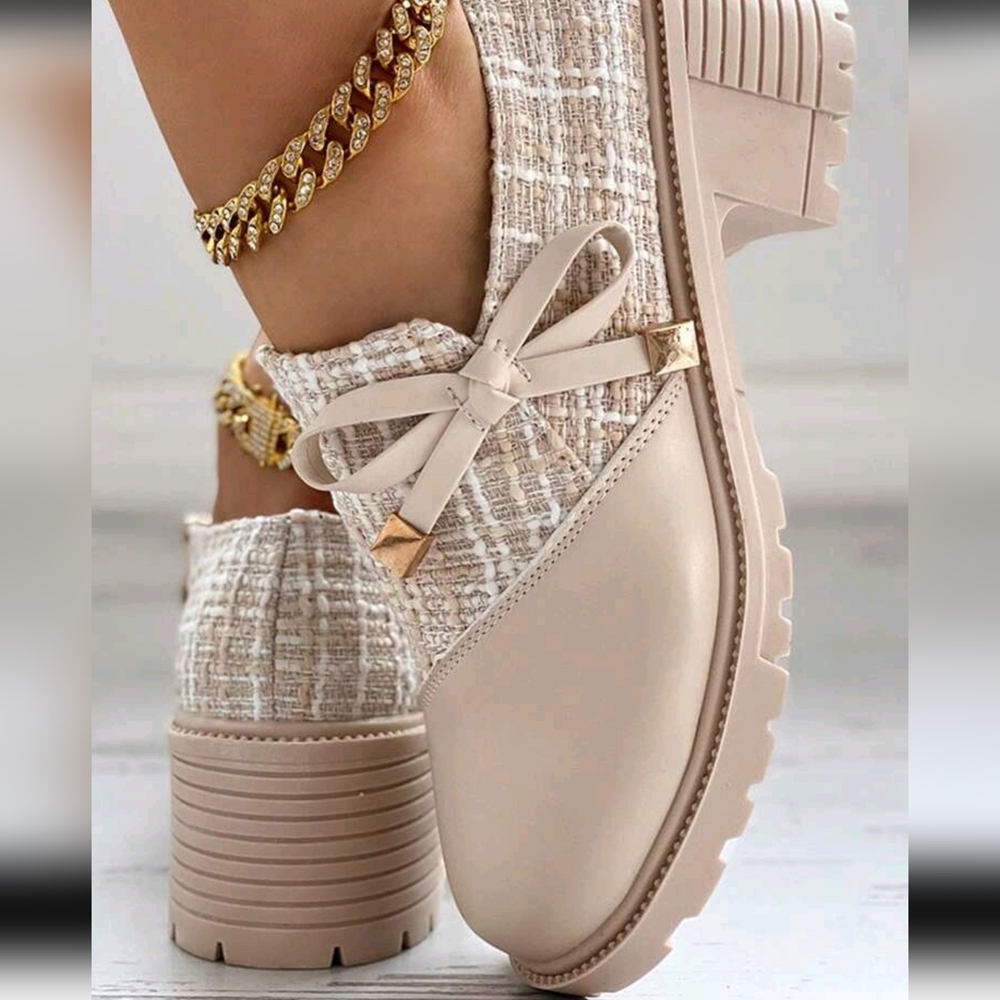 New Arrival Women's High Heel Formal Shoes, Thick Plaid And Patchwork De… - Picture 3 of 6